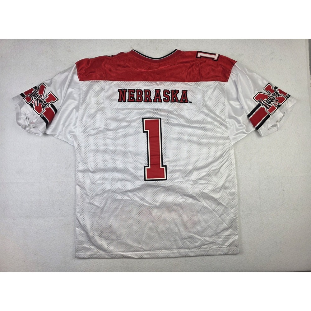 NWT Vintage Nebraska Cornhuskers Football White Jersey Stitched Mens L #1 NCAA - Picture 8 of 11